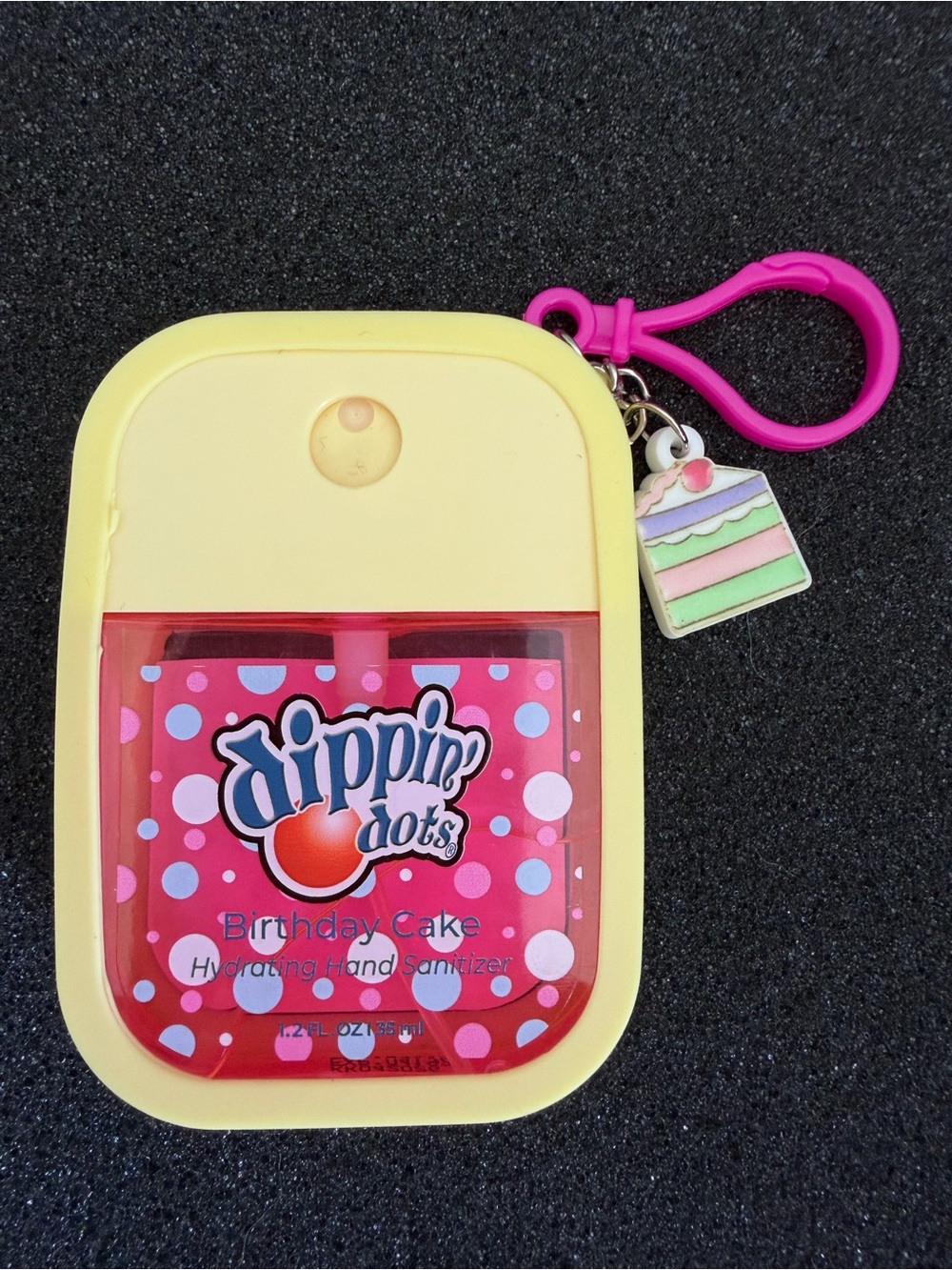 Birthday Cake Hand Sanitizer Keychain - Pink & Yellow Dippin Dots